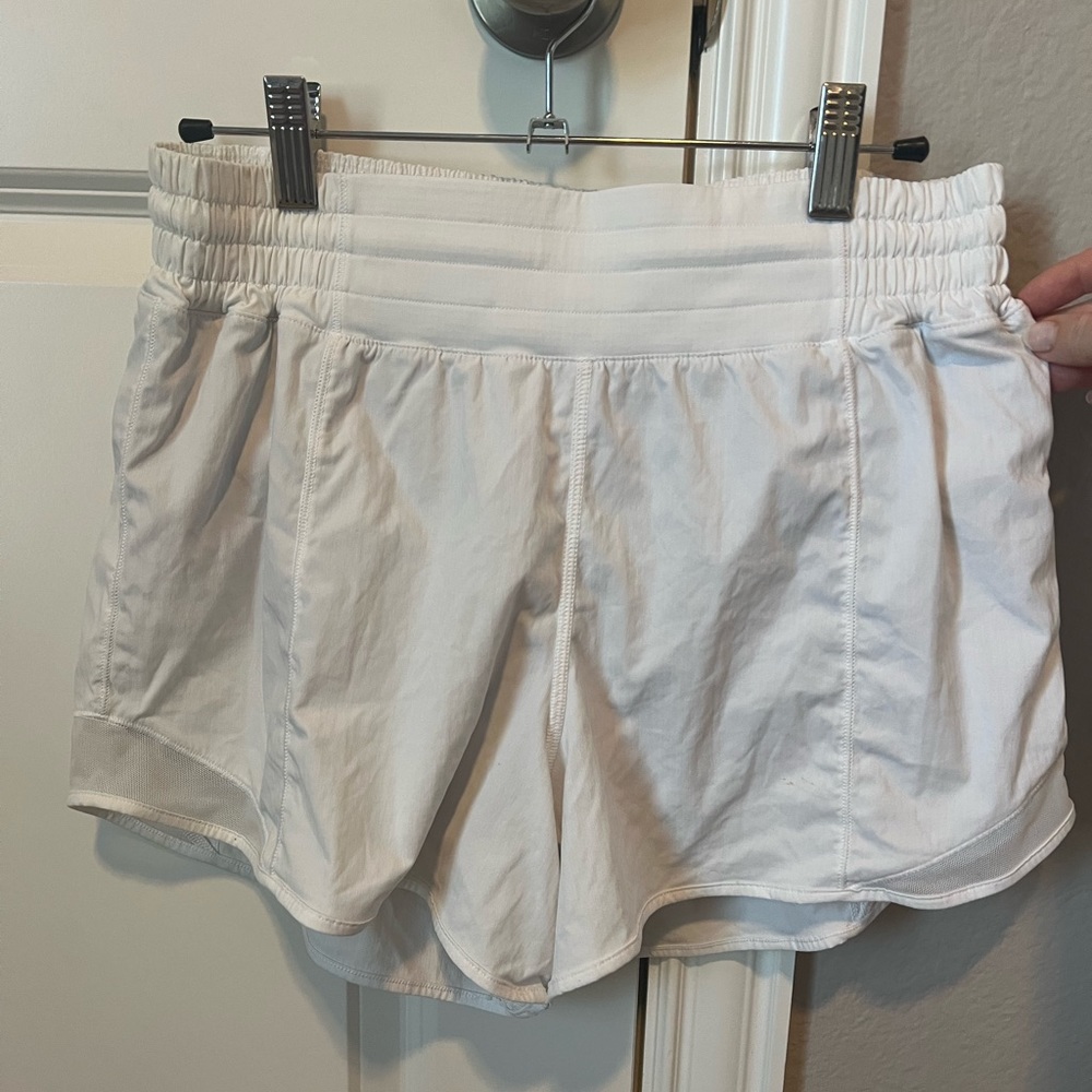 Like new white Lululemon shorts. Only worn 1 time
